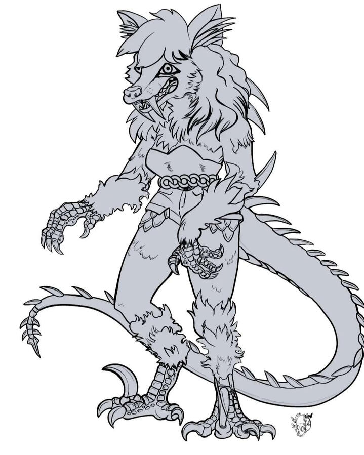 Lee the Grungalo is depicted in simple line art